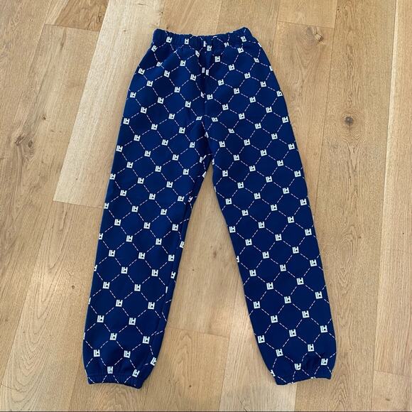 Dolls Kill - Local Heroes Monogram Sweatpants Joggers in Navy & White Size S - Picture 1 of 6
